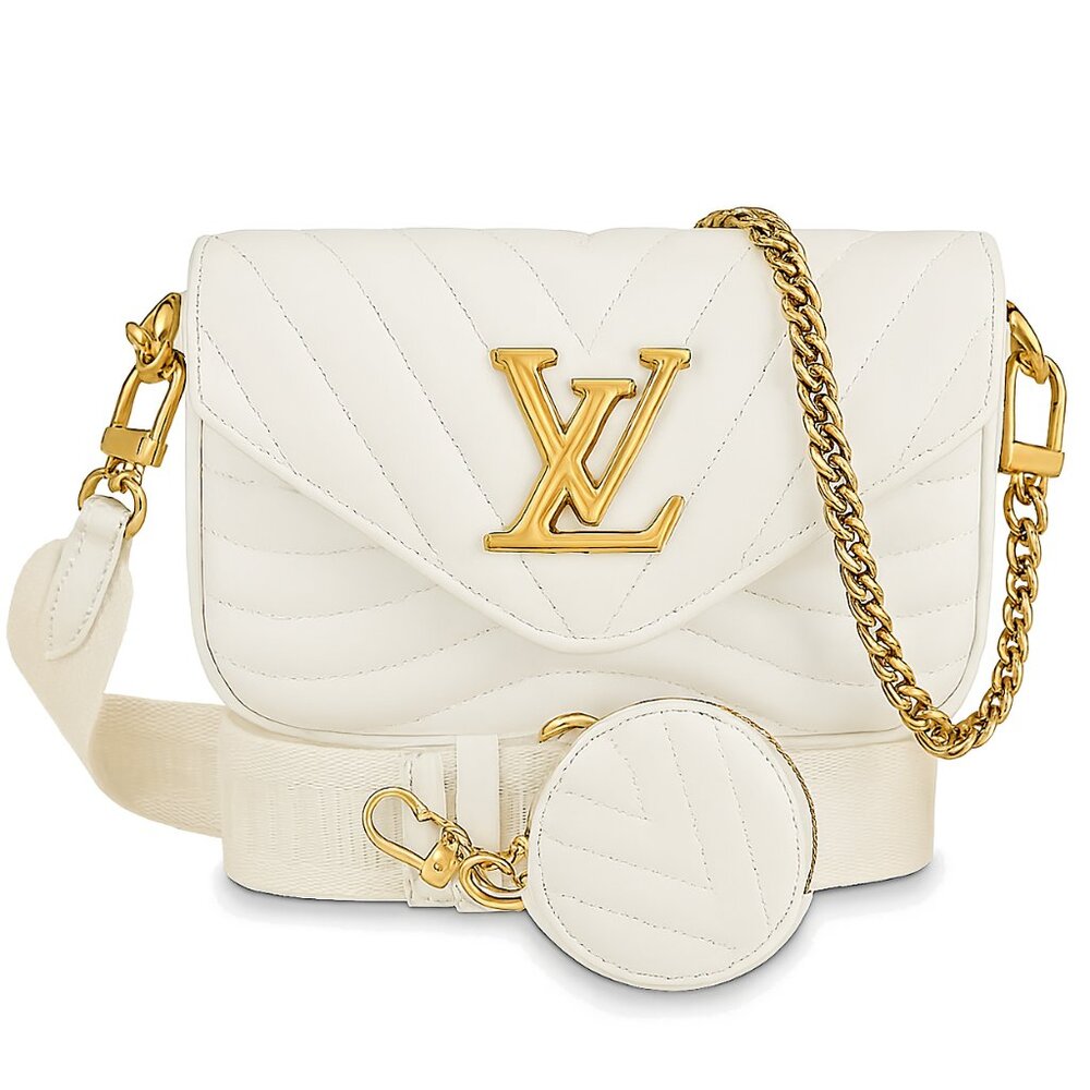 LOUIS VUITTON Calfskin New Wave Multi Pochette Snow Shoulder Crossbody Chain LV